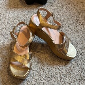 J. Crew Metallic Gold Platform Sandals